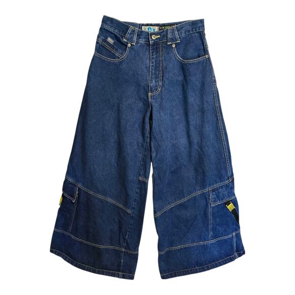 VTG Kikwear K. Lab Skater Jeans Mens 30 Blue Cargo Wide Leg Buckle Baggy Rare - Picture 1 of 16